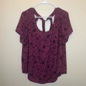 TORRID Womens ABBEY PURPLE PAISLEY CAGE BACK BLOUSE Pullover Size 1x EUC